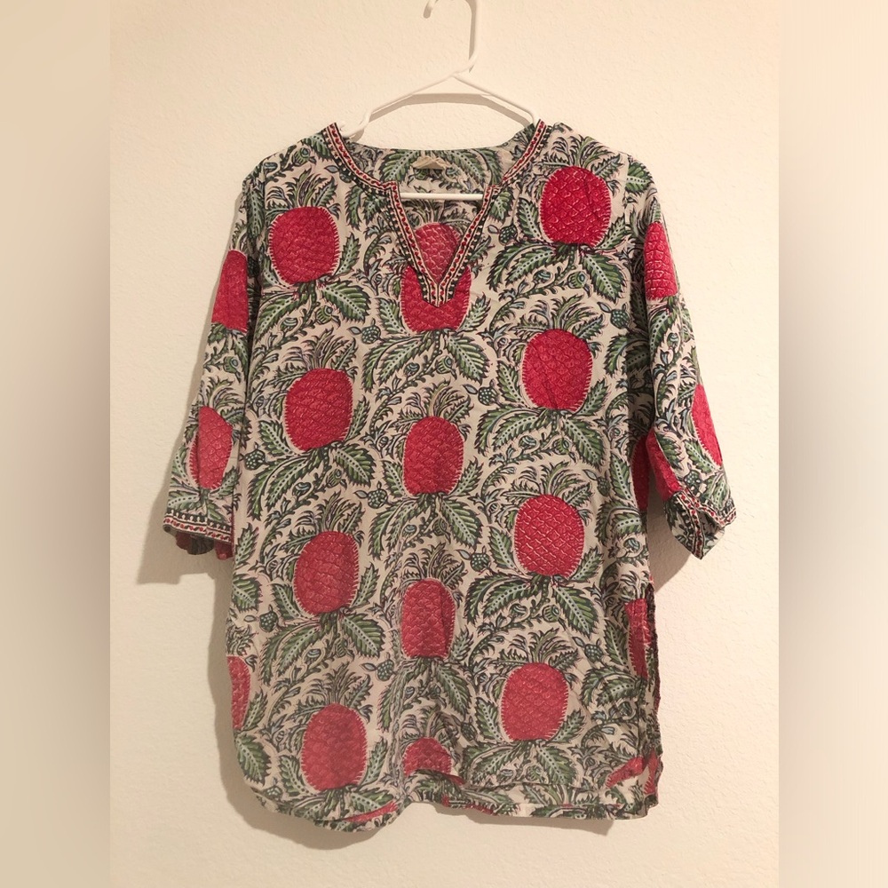 Anokhi‎ 100%cotton Indian floral hand blocked print Tunic Blouse Small